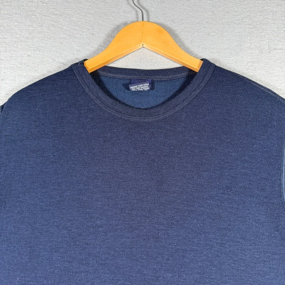 Duofold Mens Large Navy Blue Wool Blend Thermal‎ Base Layer Shirt Made in USA